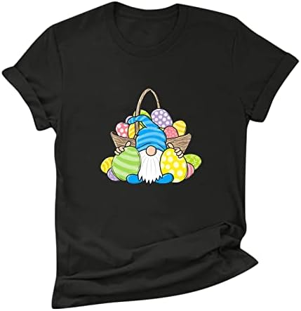 Велигденска кошула за жени симпатична gnomes зајаче маица loveубов срцеви печатени кошули кратки ракави графички матици врвови
