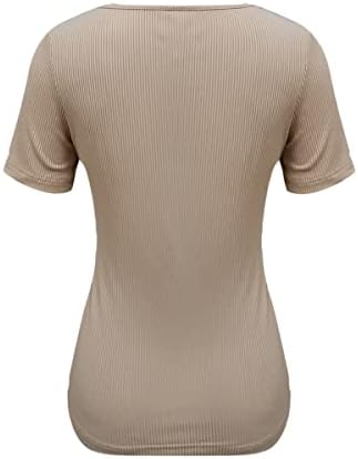 Nxxyeel летна блуза за жени со кратки ракави, вклопуваат кошули со пулвер, цврста боја, шуплива, случајна тенок сите врвови на