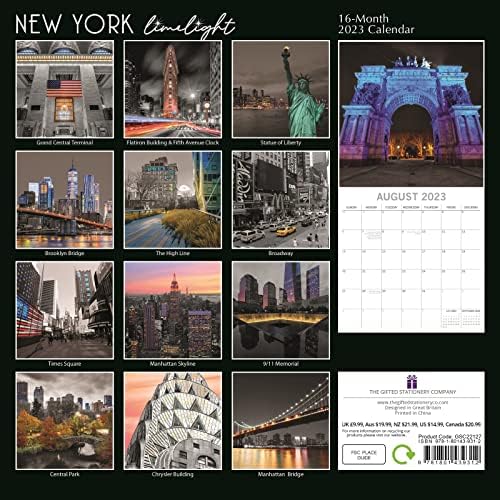 2023 квадратен календар на wallидови, lightујорк Лимејл, 16-месечна тема за колекција на пасоши со 180 налепници за потсетување