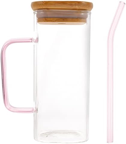 Ipetboom asonидарски чаши квадратни уста стакло пиење кригла со рачка капаче од слама преносна вода пијалок чаша сок чаша кафе млеко