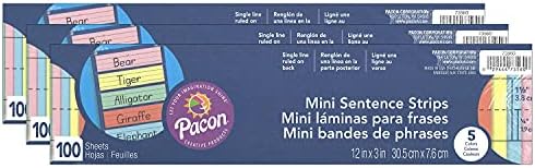Одлучни ленти за мини казни за PACON®, 5 разновидни бои, 1-1/2 x 3/4 владееја, 3 x 12, 100 по пакување, 3 пакувања