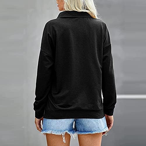 Женски цврсти лаптопи во боја на врвови за џемпер, обичен патент плус големина лабава удобна истегнување активна основна спортска облека џемпер