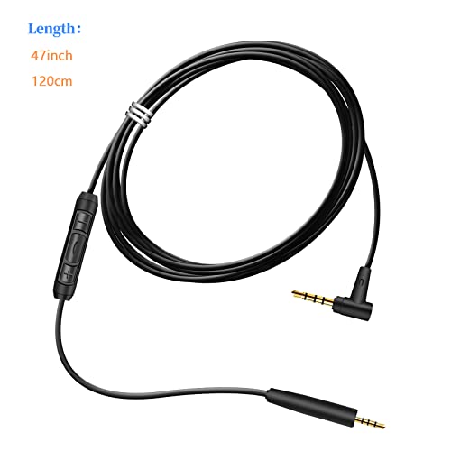 Заменски кабел за аудио кабел за Bose QC25, QC35, TietComfort 25, TietComfort 35, OE2, OE2I, слушалки на уво 2 Внатрешни микрофон/далечински