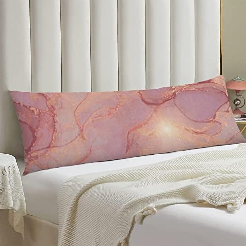 Перница за тело покрива 20x54 инчи мермер розова виолетова постелнина Декоративна голема заштитна перница за тело златен камен