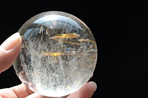 Бразил чисто злато рутилирана титаниум кристална кварц топка сфера Орб 64мм духовно лекување на Реики