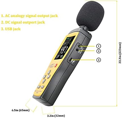 TWDYC дигитален звук на звук на звук Метар децибел Аудио тестер 30 ~ 130 DBA боја LCD дисплеј автомобилски микрофон DB метар