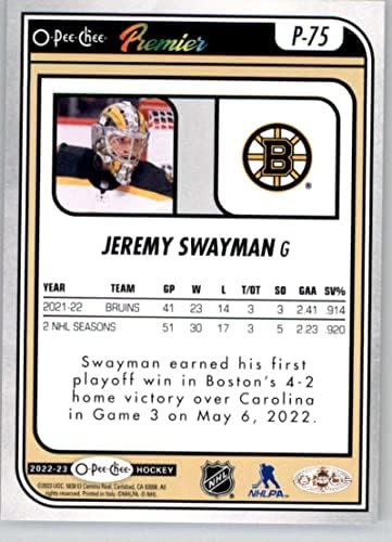 2022-23 O-Pe-Chee Premier P-75 Jeremy Swayman Boston Bruins NHL Hockey Trading Card