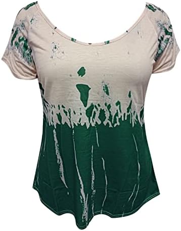 Женски врвови и маички жени лето случајно од маицата со кратки ракави со кратки ракави, печатено екипаж на вратот на вратот врвови