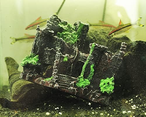 Ибвел Антички замок Дизајн смола Аквариум декорација скривања Камена пештера скриена куќа, додатоци за резервоарот за риби за желка за ракчиња