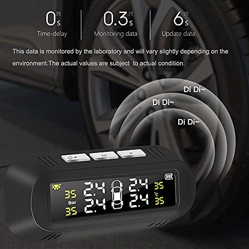 Wykdd Temperate Temperate Surning Alarm комплет Дигитален дисплеј Сончев TPMS Систем за мониторинг на притисок на гуми за автомобили 4 внатрешни сензори