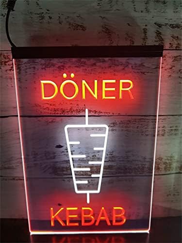 DVTEL Kebab Ресторан Декор Неонски Знак Led Моделирање Светло Прозрачни Букви Табла Акрилни Панел Неонски Декоративни Светлина, 30x40cm Хотел