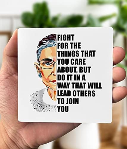 Подарок за феминистички дрво плакета, борба за работите за кои се грижите, плакета со дрвен штанд, подарок за плаки од дрво, Рут Бадер