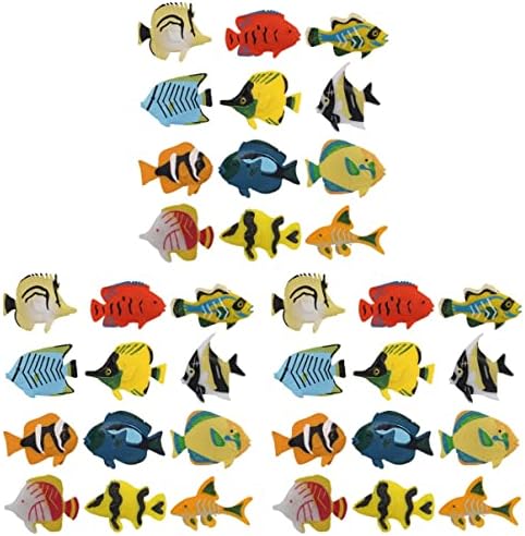 ТОЈАНДОНА 36 парчиња Риба Пловечки Тропски Украси За Роденден Подарок За Резервоар Морски Украс Животински Риби Украс За Забави Предучилишна