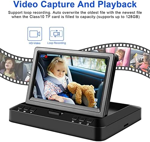 Векуто Бебе Автомобил Камера HD 1080p Монитор, Ноќ Визија &засилувач; Функција За Снимање, Автомобил Седиште Камера Монитор Огледало
