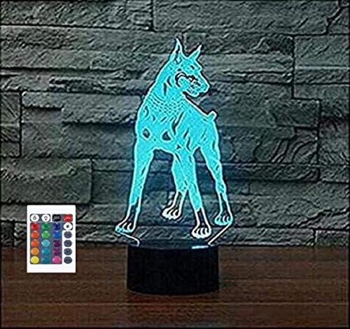 Superiorvznd 3D Doberman Pinscher Night Light Touch Table Table Table Optical Illusion Lamps 16 светла за промена