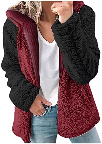 UODSVP женски палта моден кадифен патент со долг ракав зашилки топол џемпер худи есен зимски халекос де Мујер