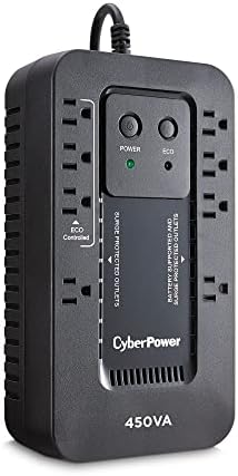 CYBERPOWER EC450G Ecologic Батерија Резервна Копија &засилувач; Пренапони Заштитник UPS Систем, 450VA/260W, 8 Приклучоци, ЕКО Режим, Компактен Непрекинато Напојување