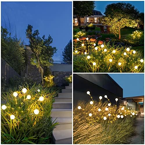 Yotozu 2 парчиња надворешни соларни градинарски светла, соларна starвезда Firefly Light 70 LED диоди напојувани водоотпорни занишани