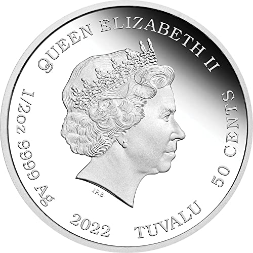 2022 де Jamesејмс Бонд 007 PowerCoin Златно око 007 Агент Сребрена монета 50 центи Тувалу 2022 Доказ