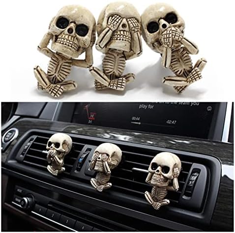 Декор На Скелетот на черепот,3 парчиња Смола Украси За Автомобили Со Глава На Духови, Прозорец За Излез На Воздух Во Внатрешноста На Автомобилот