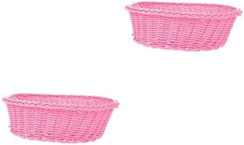 Besportble 2 парчиња ткаени овошни корпи за овошје, тоалетна плеска тркалезна лента тркалезна лента плетени корпи за складирање на ратан