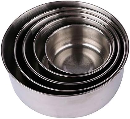 SJYDQ 5PCS/постави чинии за мешање од не'рѓосувачки челик со херметички капаци што не се лизгаат гнездење чинии за размахване поставени за