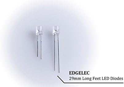 Edgelec 100pcs 5 mm жолто треперење на треперење LED диоди светла за треперење на свеќи чиста тркалезна леќи 29мм долга олово DC