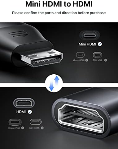 JSAUX 2 Пакет МИНИ HDMI До HDMI Адаптер, Мини HDMI Машки До HDMI Женски Кабел СО 4K 60Hz HDR 3D 18gbps Dolby, Компатибилен ЗА DSLR, Видео