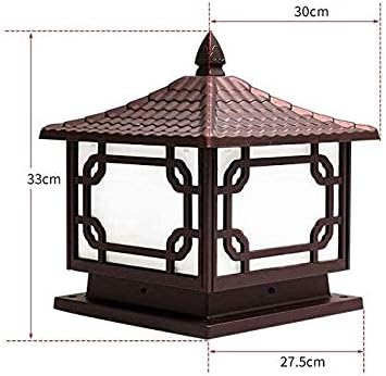 XBWEI Традиционална пост ламба на отворено столб по светло плоштад леано фенер надворешност на дождовни куќи градина дворот на