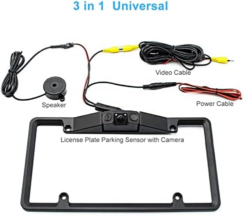 Vifemify 3 во 1 автомобилска табличка рамка за паркирање на радари за паркирање на радари за реверс на резервна копија на камерата за резервна