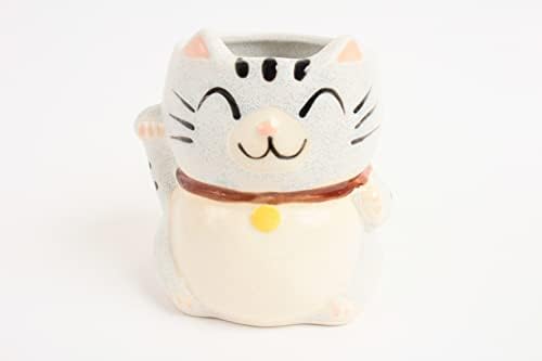 Мино опрема Јапонска Керамика Чаша Манекинеко Мачка направена Во Јапонија КПМ019