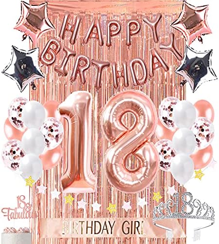 Украси за 18-ти Роденден, Материјали За Роденденска Забава Прекрасен Топер за торта среќен роденден балони Со Фолија Конфети