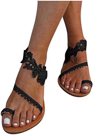 Xipcokm Thong Sandals for Women 2023 Bohemia рамни сандали лето плажа флип-флоп модна лизгање на чевли за дишење