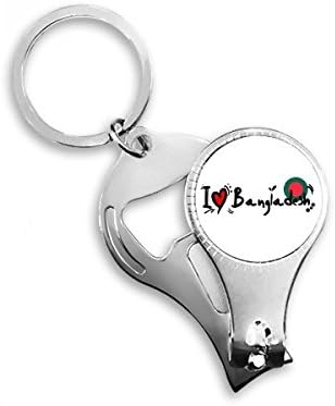 Јас многу го сакам Бангладеш збор знаме Loveубов срце илустрација за срце, нокти прстен клуч за шишиња со шишиња со шише, клипер