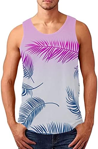 Bmisegm летни тренинзи кошули за мажи за мажи летни модни резервоари врвни обични лабави спортски плажа приморски печати врвен елек мажи