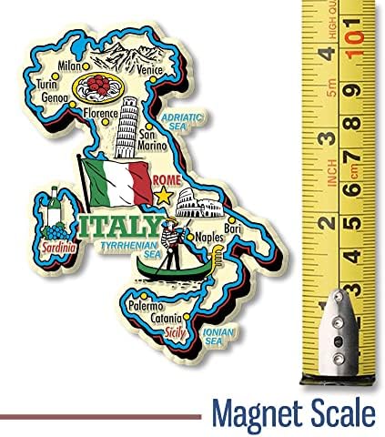 Италија Џамбо Земја Мапа Магнет Со Класични Магнети, Колекционерски Сувенири Направени Во САД