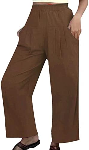 Летни капри панталони за жени женски обични цврсти панталони еластични половини удобни панталони со џебови