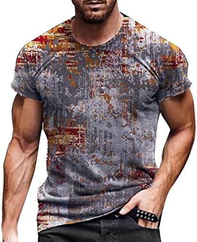 2023 година Нова машка маица 3Д буква за печатење ретро маица случајна кратка ракав со тркалезен врат маички врвни мажи лето