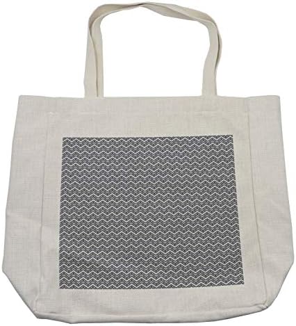 Торба за купување на Викторија Викторија, монохроматска шема со геометриски цветни мотиви за повторување, еколошка торба за еднократна употреба