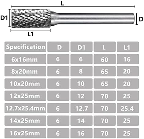 Pikis двојно исечени ротациони датотеки за метален дијаметар 12-25.4 mm 6mm Shank Tunften carbide burr bit rotary burrs алатки за