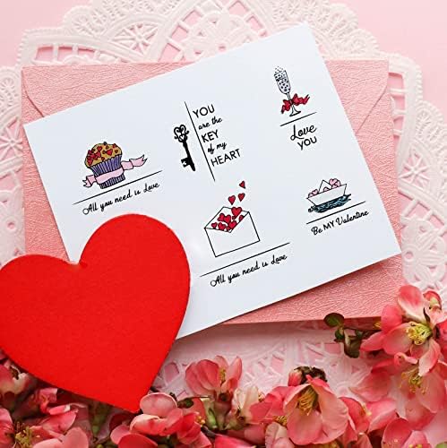 Estivaux Valentines Love Message Words Clear Mampres за правење картички, чаши чамци цвеќиња транспарентни марки срцеви букви гумени марки