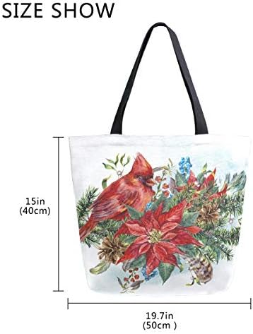Алаза акварел Божиќно гроздобер цветно платно тота торба со врвни рачки чанти големи количини за еднократна употреба чанти памучни торби за рамо