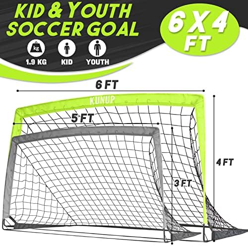 Kunup Детски фудбалски цели за сет во задниот двор од 2 преносни фудбалски мрежи за склопување на фудбалски цели во задниот двор Вежбајте