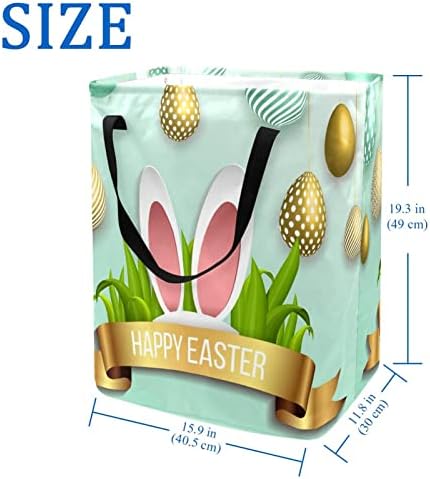Среќни Велигденски Јајца Зајачки Уши Печатење Склопувачка Пречка за Перење АЛИШТА, 60 ЛИТРИ Водоотпорни Корпи За Перење Корпа