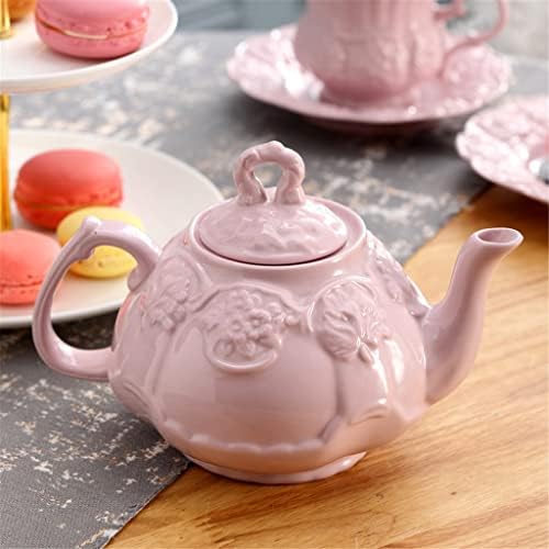 Сбснх Елегантен Розов Керамички Комплет За Чај Гроздобер Керамички Тенџере за чај англиски Цветен Чајник Попладневен Сет За Чај