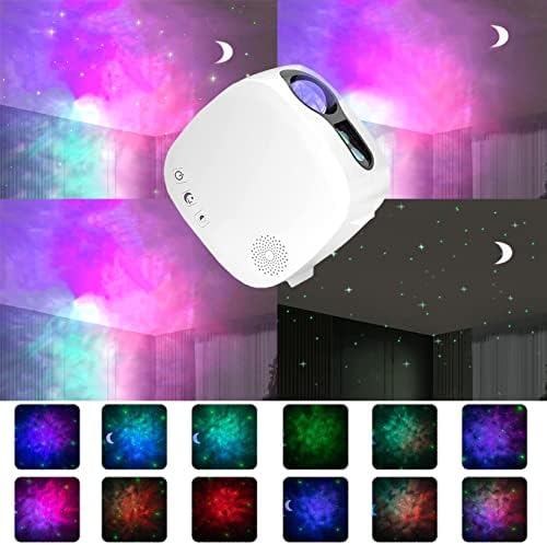 НУНЕТ Галакси Ѕвезда Проектор Со Bluetooth Звучник Небото ПРЕДВОДЕНА Мулти - Боја Се Движат Маглина Облак Месечината Повеќе Режими