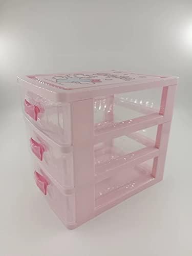 WQURC Девојки Прекрасна прием во кутија за складирање со повеќе слоеви за прием фиоки со рачка од розова боја)