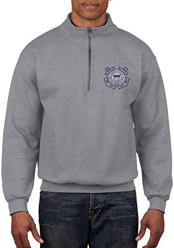 Allntrends за возрасни поштенски јака џемпер USCG извезена крајбрежна стража ја врвот Америка