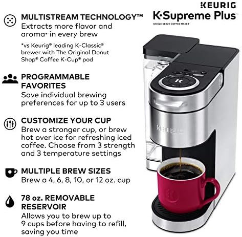 Keurig K-Supreme Plus Cafe Single Serving Maker, 5 големини на чаши и 78 мл. Резервоар