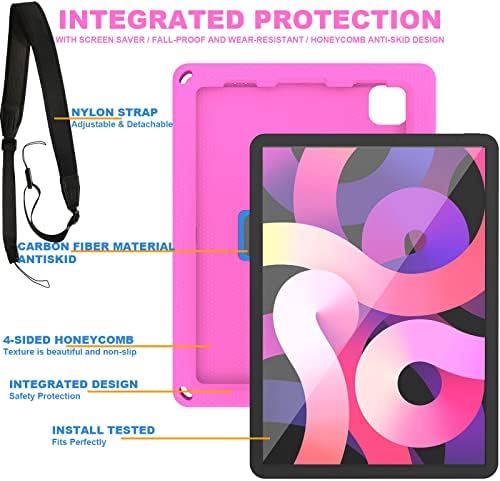 Tablet компјутерски торбички торбички за iPad 2018 Pro11Inch/2020 11inch/Air4 10.9/Air5 10.9 инчи таблет кутија со 360 ° ротирачки удар/лента